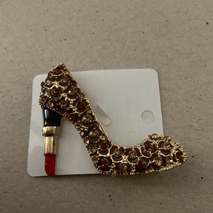 Beautiful Lipstick Heel Shoe Rhinestone brooch